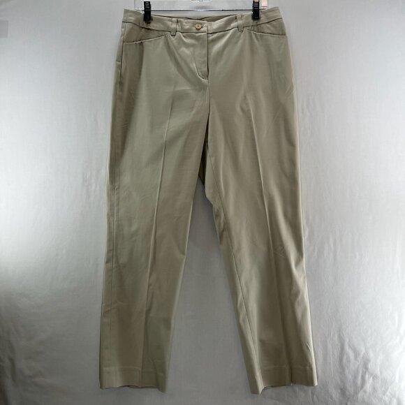 Jones New York Stretch Career Pants Size 12P High Rise Stretch Leg Zip Fly Beige - Picture 1 of 11